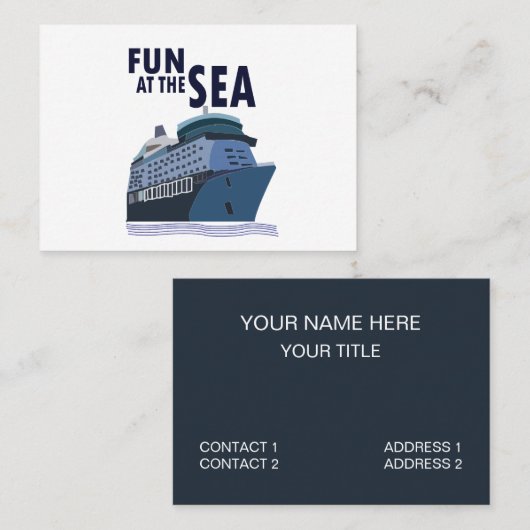 Plezier op het Zee cruiseschip Visitekaartje (Voorkant / Achterkant)
