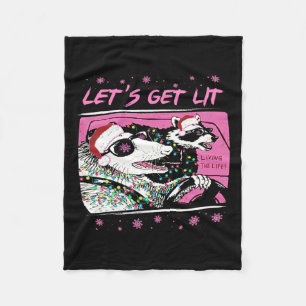 Plezier Opossum Wasbeer Laten we naar de vuilnisst Fleece Deken