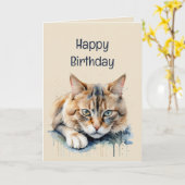 Plezier over de heuvel Verjaardag Grouchy Cat Anim Kaart (Gele Bloem)