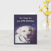 Plezier over de Hill Old Age Verjaardag Humor Dog Kaart (Gele Bloem)