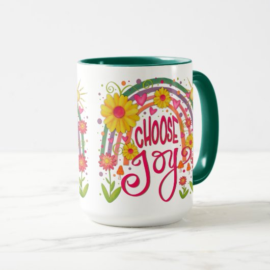 Plezier Regenboog Bloemen Kies Vreugde Inspirativi Mok (Voorkant rechts)