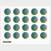 Plezier Regenboog en harten Mandala Ronde Sticker (Vel)