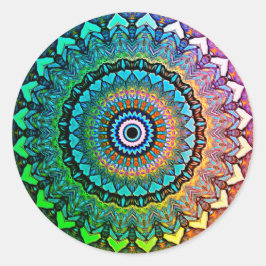 Plezier Regenboog en harten Mandala Ronde Sticker