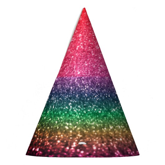 Plezier Regenboog Glitter  Feesthoedjes (Links)