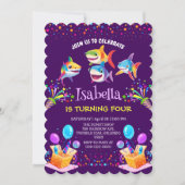 Plezier regenboog haai ballon verjaardagsfeestje j kaart (Voorkant)