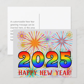 Plezier, Regenboogkleuren 2025 + "GELUKKIG NIEUWJA Briefkaart