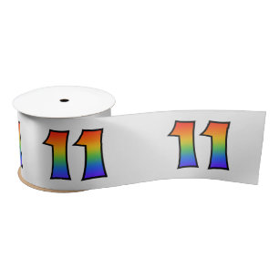 Plezier, regenboogpatroon "11" Evenementnummer (gr Satijnen Lint