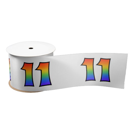 Plezier, regenboogpatroon "11" Evenementnummer (gr Satijnen Lint (Spoel)