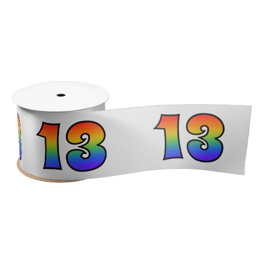 Plezier, regenboogpatroon "13" Evenementnummer (gr Satijnen Lint (Spoel)