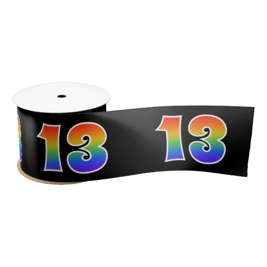 Plezier, regenboogpatroon "13" Evenementnummer (zw Satijnen Lint (Spoel)