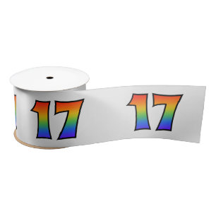 Plezier, regenboogpatroon "17" Evenementnummer (gr Satijnen Lint
