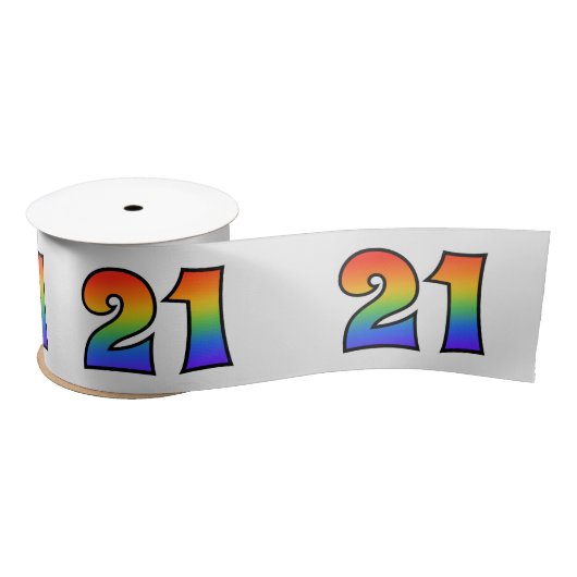 Plezier, regenboogpatroon "21" Evenementnummer (gr Satijnen Lint (Spoel)
