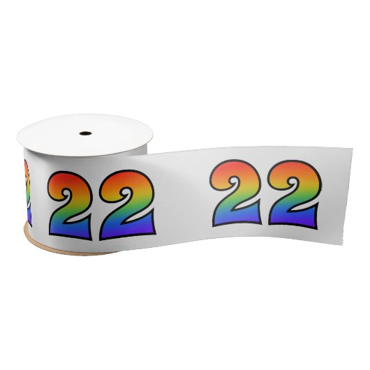 Plezier, regenboogpatroon "22" Evenementnummer (gr Satijnen Lint (Spoel)