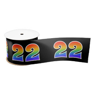 Plezier, regenboogpatroon "22" Evenementnummer (zw Satijnen Lint