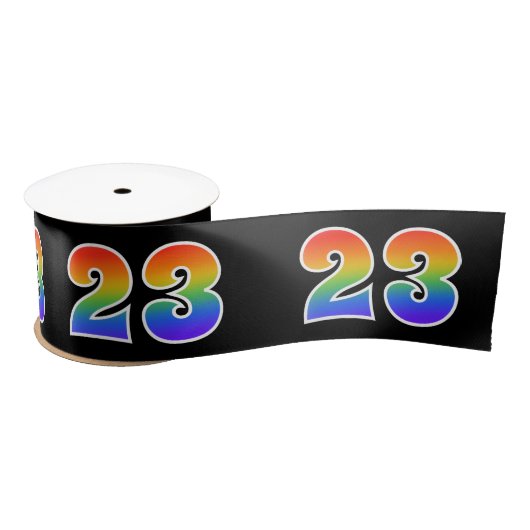 Plezier, regenboogpatroon "23" Evenementnummer (zw Satijnen Lint (Spoel)