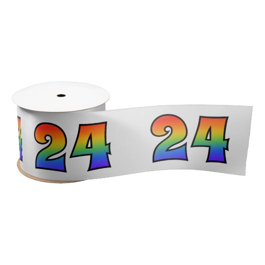 Plezier, regenboogpatroon "24" Evenementnummer (gr Satijnen Lint (Spoel)