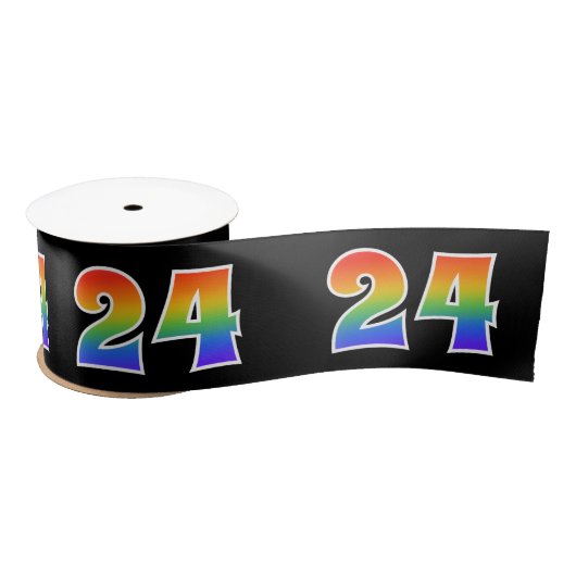 Plezier, regenboogpatroon "24" Evenementnummer (zw Satijnen Lint (Spoel)