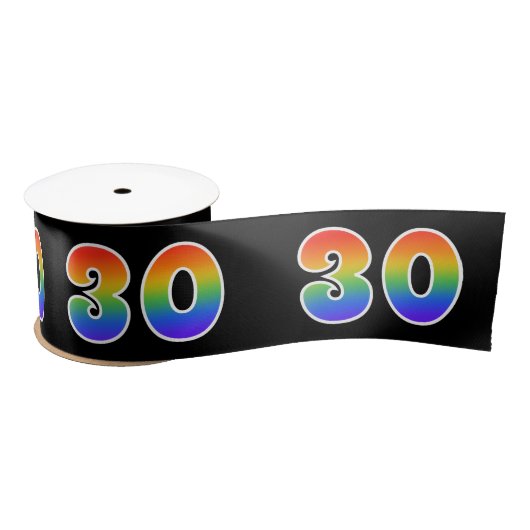 Plezier, regenboogpatroon "30" Evenementnummer (zw Satijnen Lint (Spoel)
