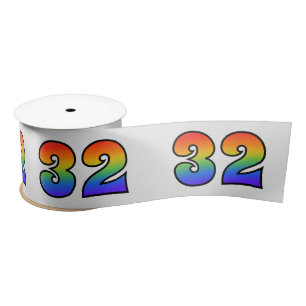 Plezier, regenboogpatroon "32" Evenementnummer (gr Satijnen Lint