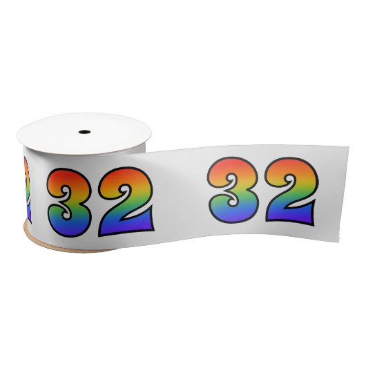 Plezier, regenboogpatroon "32" Evenementnummer (gr Satijnen Lint (Spoel)