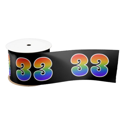 Plezier, regenboogpatroon "33" Evenementnummer (zw Satijnen Lint (Spoel)