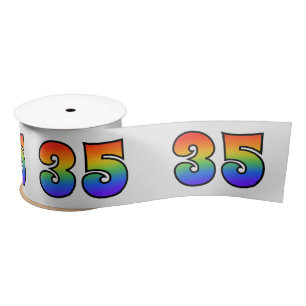 Plezier, regenboogpatroon "35" Evenementnummer (gr Satijnen Lint