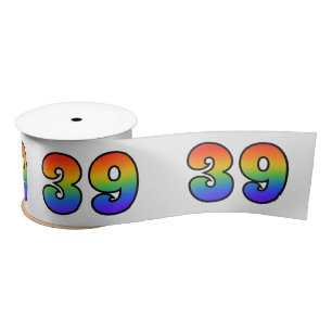 Plezier, regenboogpatroon "39" Evenementnummer (gr Satijnen Lint