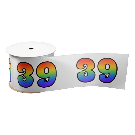 Plezier, regenboogpatroon "39" Evenementnummer (gr Satijnen Lint (Spoel)