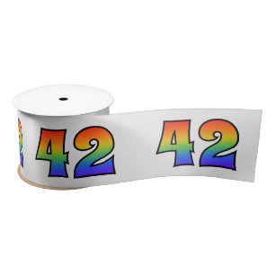 Plezier, regenboogpatroon "42" Evenementnummer (gr Satijnen Lint