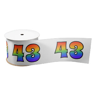Plezier, regenboogpatroon "43" Evenementnummer (gr Satijnen Lint