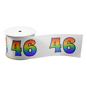 Plezier, regenboogpatroon "46" Evenementnummer (gr Satijnen Lint