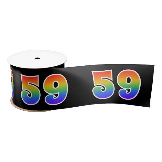 Plezier, regenboogpatroon "59" Evenementnummer (zw Satijnen Lint (Spoel)