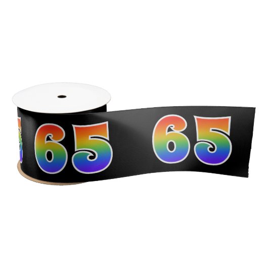 Plezier, regenboogpatroon "65" Evenementnummer (zw Satijnen Lint (Spoel)
