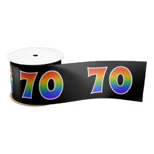Plezier, regenboogpatroon "70" Evenementnummer (zw Satijnen Lint