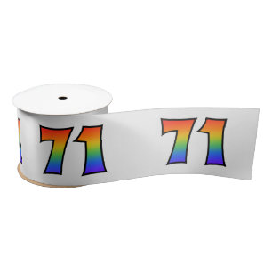 Plezier, regenboogpatroon "71" Evenementnummer (gr Satijnen Lint