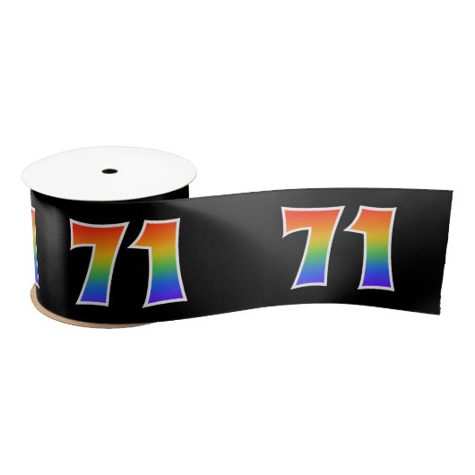 Plezier, regenboogpatroon "71" Evenementnummer (zw Satijnen Lint (Spoel)