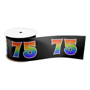 Plezier, regenboogpatroon "75" Evenementnummer (zw Satijnen Lint