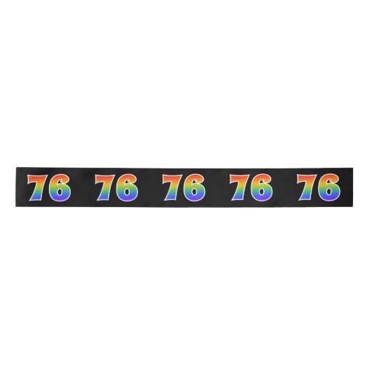Plezier, regenboogpatroon "76" Evenementnummer (zw Satijnen Lint (Voorkant)