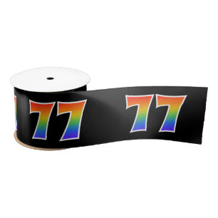 Plezier, regenboogpatroon "77" Evenementnummer (zw Satijnen Lint