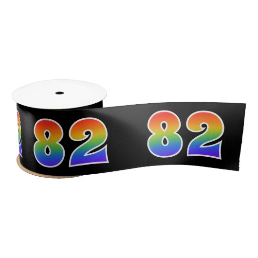 Plezier, regenboogpatroon "82" Evenementnummer (zw Satijnen Lint (Spoel)