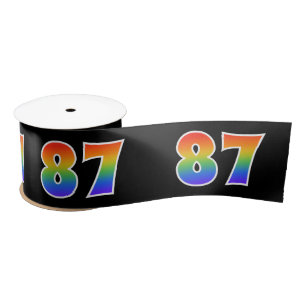 Plezier, regenboogpatroon "87" Evenementnummer (zw Satijnen Lint