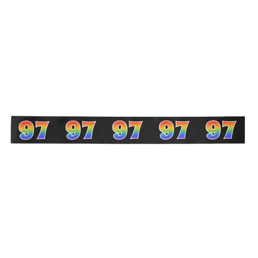 Plezier, regenboogpatroon "97" Evenementnummer (zw Satijnen Lint (Voorkant)