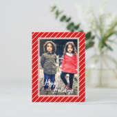 Plezier Rode Witte Pepermunt Snoepstrip Kerstvakan Briefkaart (Staand voorkant)