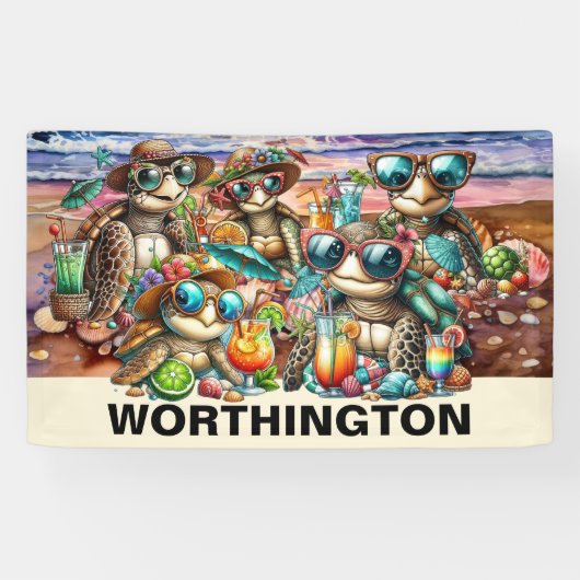 Plezier Schildpadden Vergadering Spandoek (Horizontaal)