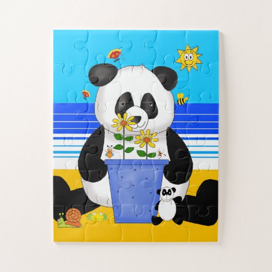 Plezier strand panda beer kinderen legpuzzel (Verticaal)