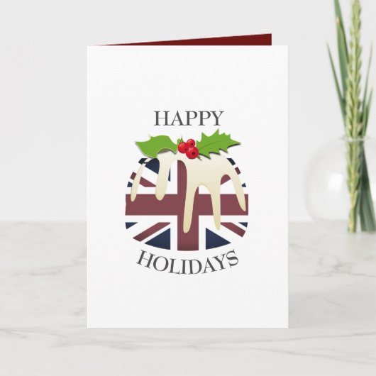plezier | UNION JACK | kerstpudding Feestdagen Kaart (Voorkant)