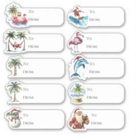 Plezier van en naar het strand Christmas Gift Labe Sticker