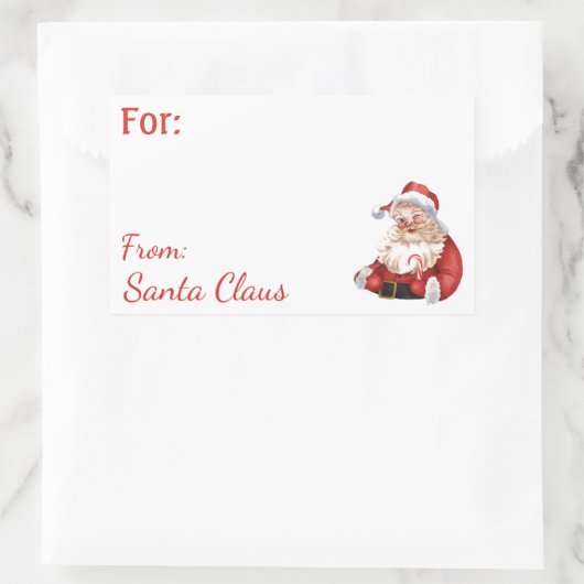 Plezier Van Santa Claus Aangepaste NAAM cadeau rec Rechthoekige Sticker (Tas)