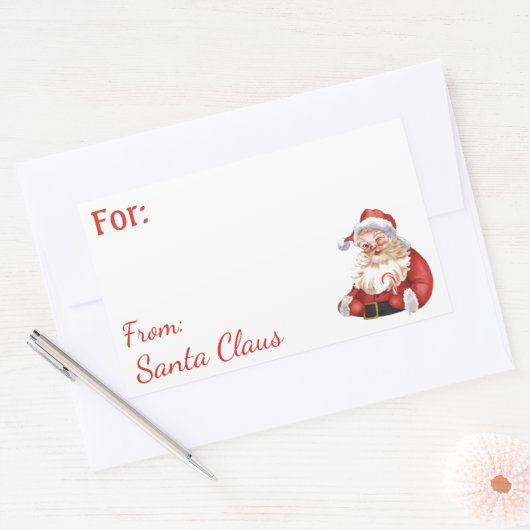Plezier Van Santa Claus Aangepaste NAAM cadeau rec Rechthoekige Sticker (Envelop)