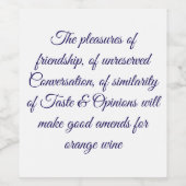 Plezier van vriendschap servetten wijn etiket (Enkel label)